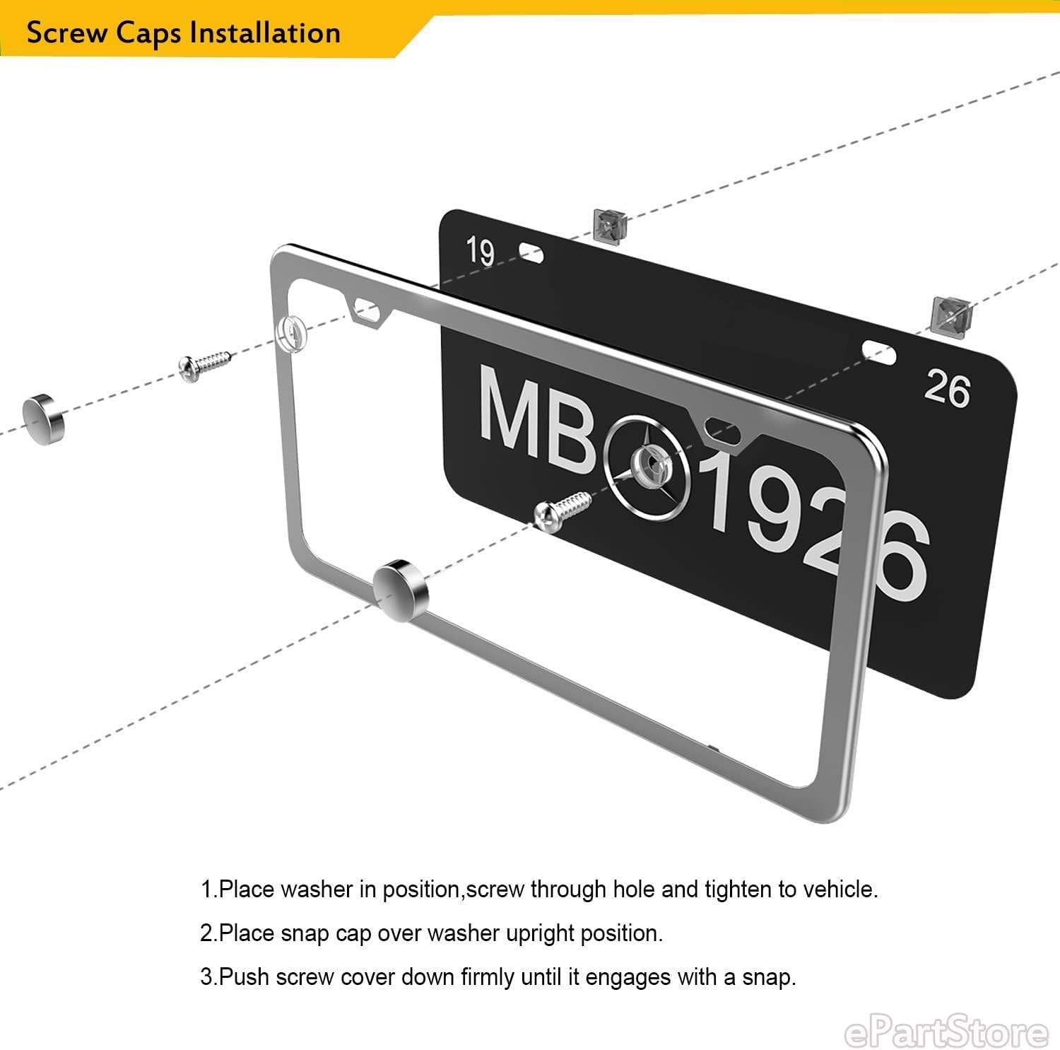 Stainless Steel Screws Fasteners for License Plates, Frames, and Covers on Domestic Cars, Trucks, Vans, SUVs - Rustproof