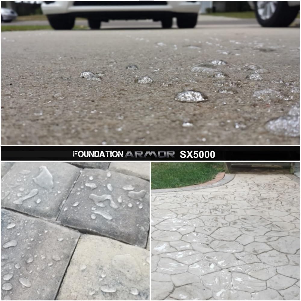 Armor SX5000 Solvent-Based Silane-Siloxane Sealer for Concrete, Brick, Pavers, Stone - Matte Concrete Sealer - 5 Gallon