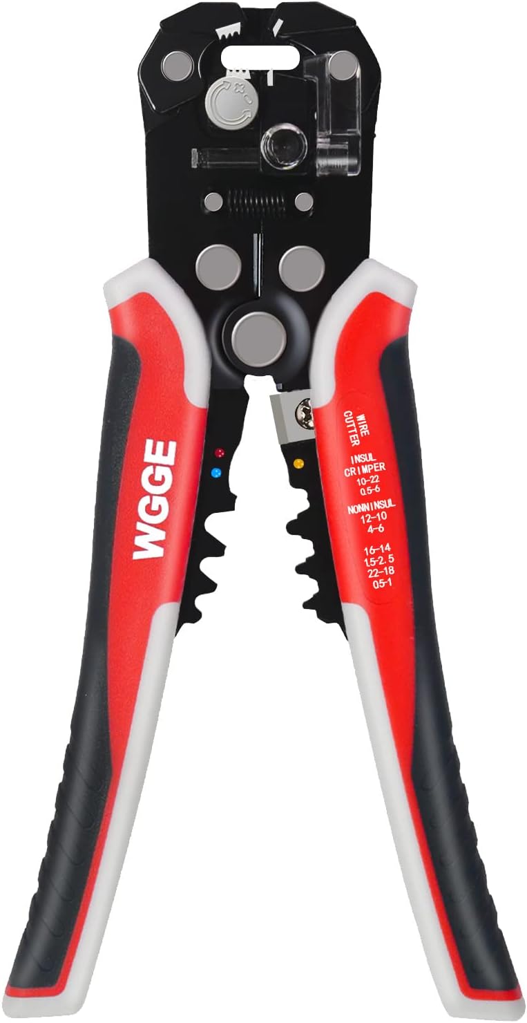 WGGE WG-014 Self-Adjusting Insulation Wire Stripper. For stripping wire from AWG 10-24, 3 in 1 Automatic Wire Stripping Tool/Cutting Pliers Tool