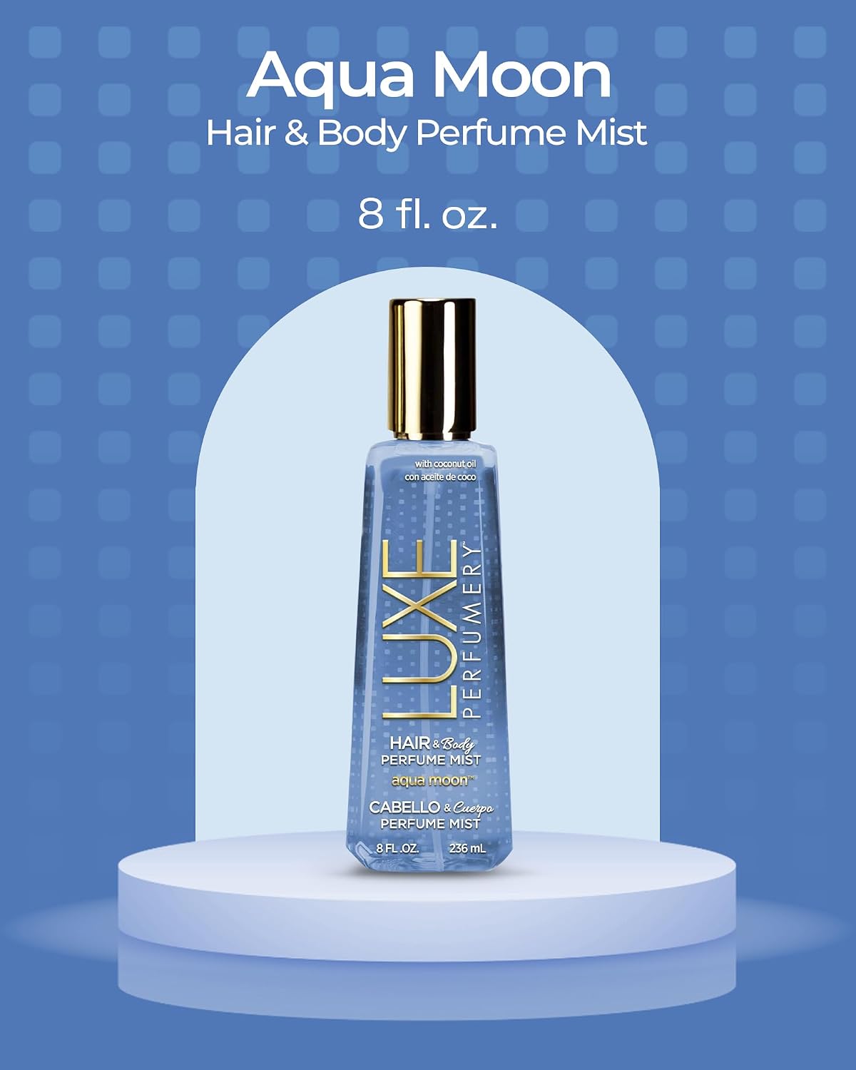 Luxe Perfumery Aqua Moon Hair & Body Perfume Mist – Fruity Floral Musk with Green Apple, Jasmine & Freesia – Hydrating Coconut Oil & Glycerin