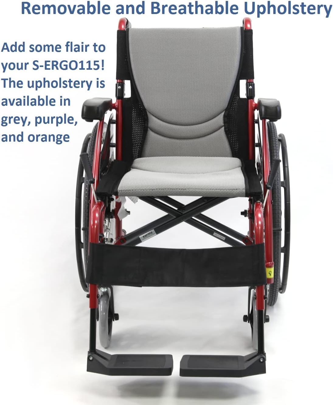 Karman 25 lbs Ergonomic Wheelchair with Removable Footrest 18" Silver