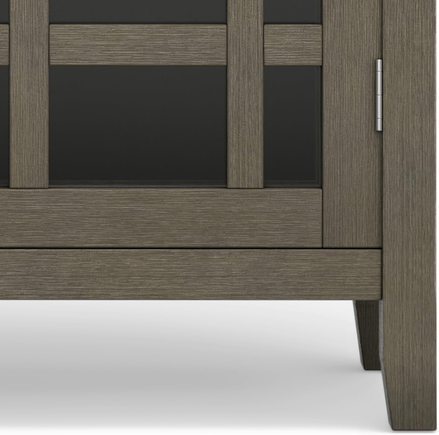 SIMPLIHOME Bedford 62" Wide Solid Wood Sideboard in Brunette Brown | Transitional low media console with glass doors and storage shelves for the living room, entryway or dining room.
