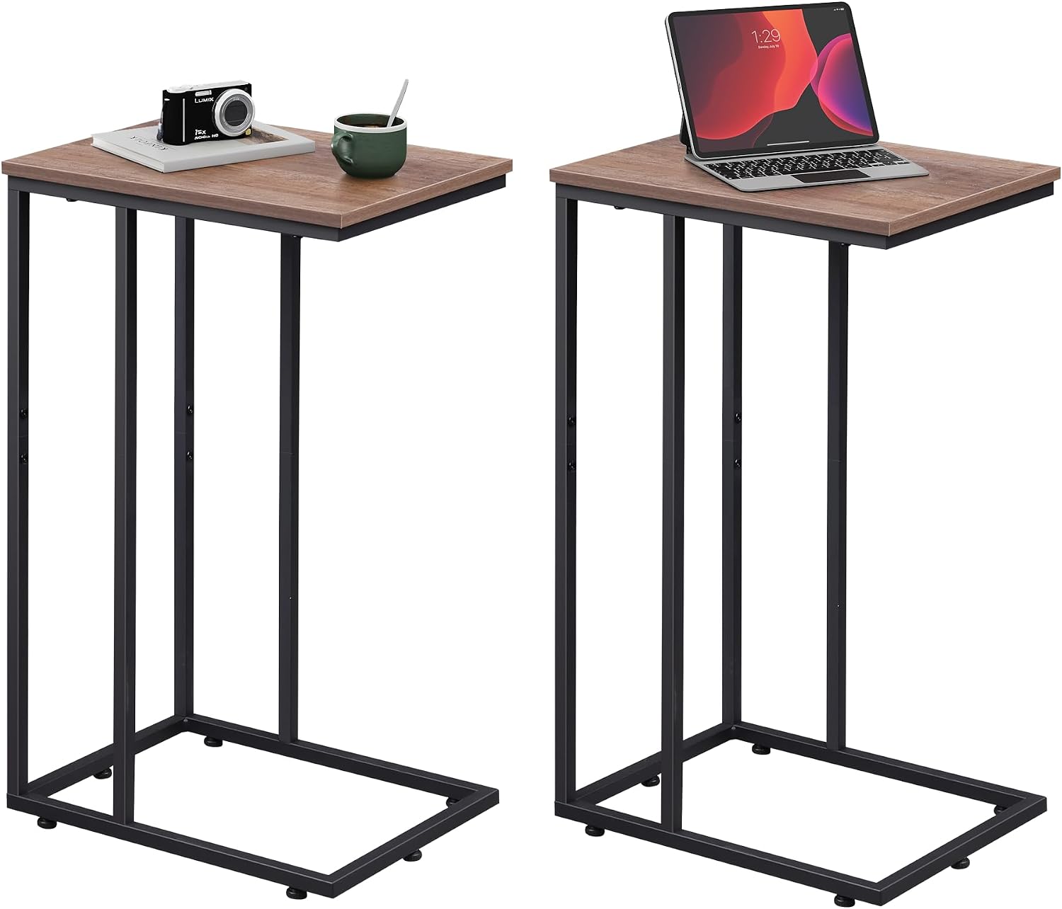 WLIVE C Shaped End Table, Small Side Tables for Sofa and Bed, Couch Table that Slides Under for Living Room, Bedroom, Home Office, Small Spaces