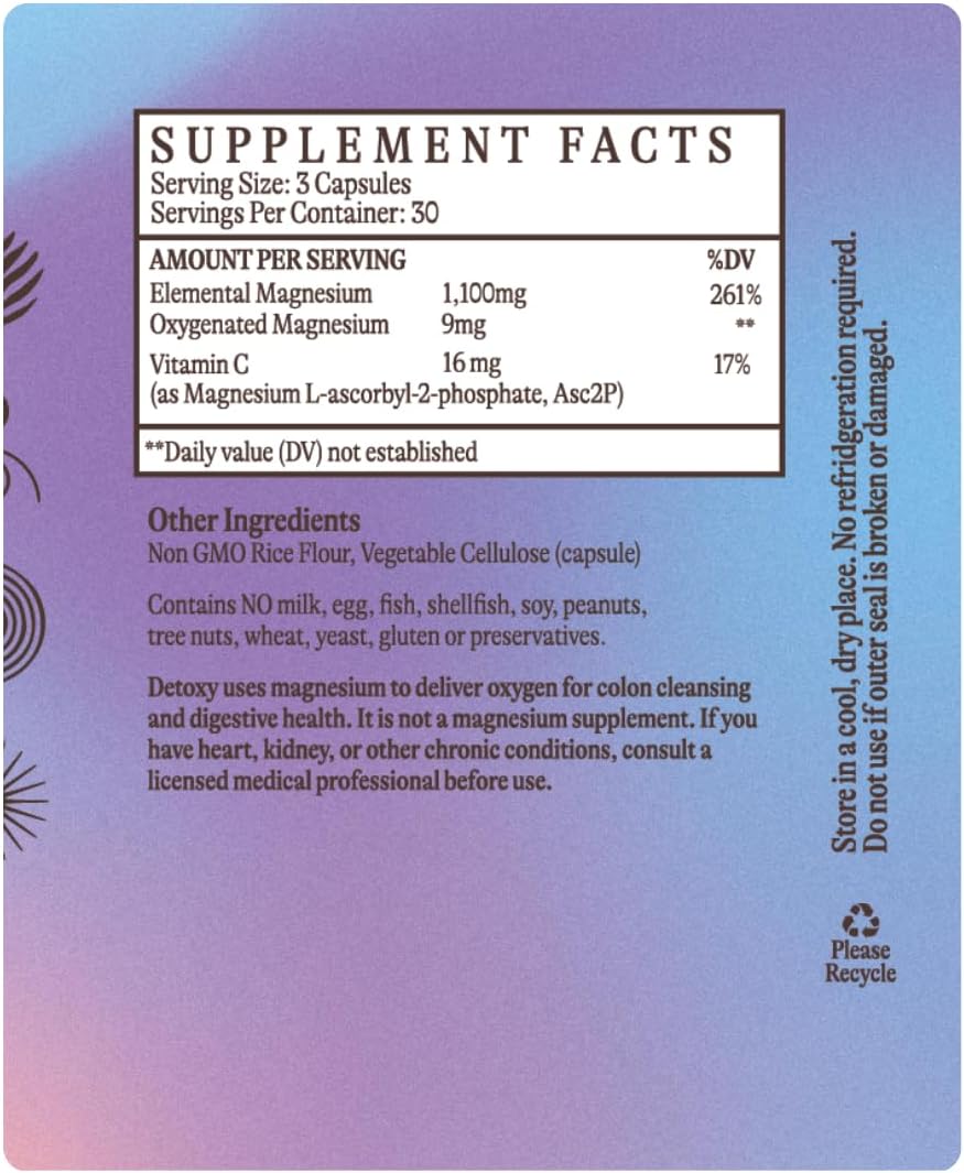 Detoxy by Solluna — Oxygenated Magnesium Oxide Colon Cleanse with Asc2P — Natural