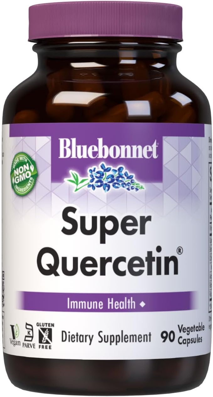 Bluebonnet BB-553 Nutrition Super Quercetin Vegetable Capsules, Vitamin C Formula, Best for Seasonal & Immune Support, Non GMO, Gluten Free, Soy Free