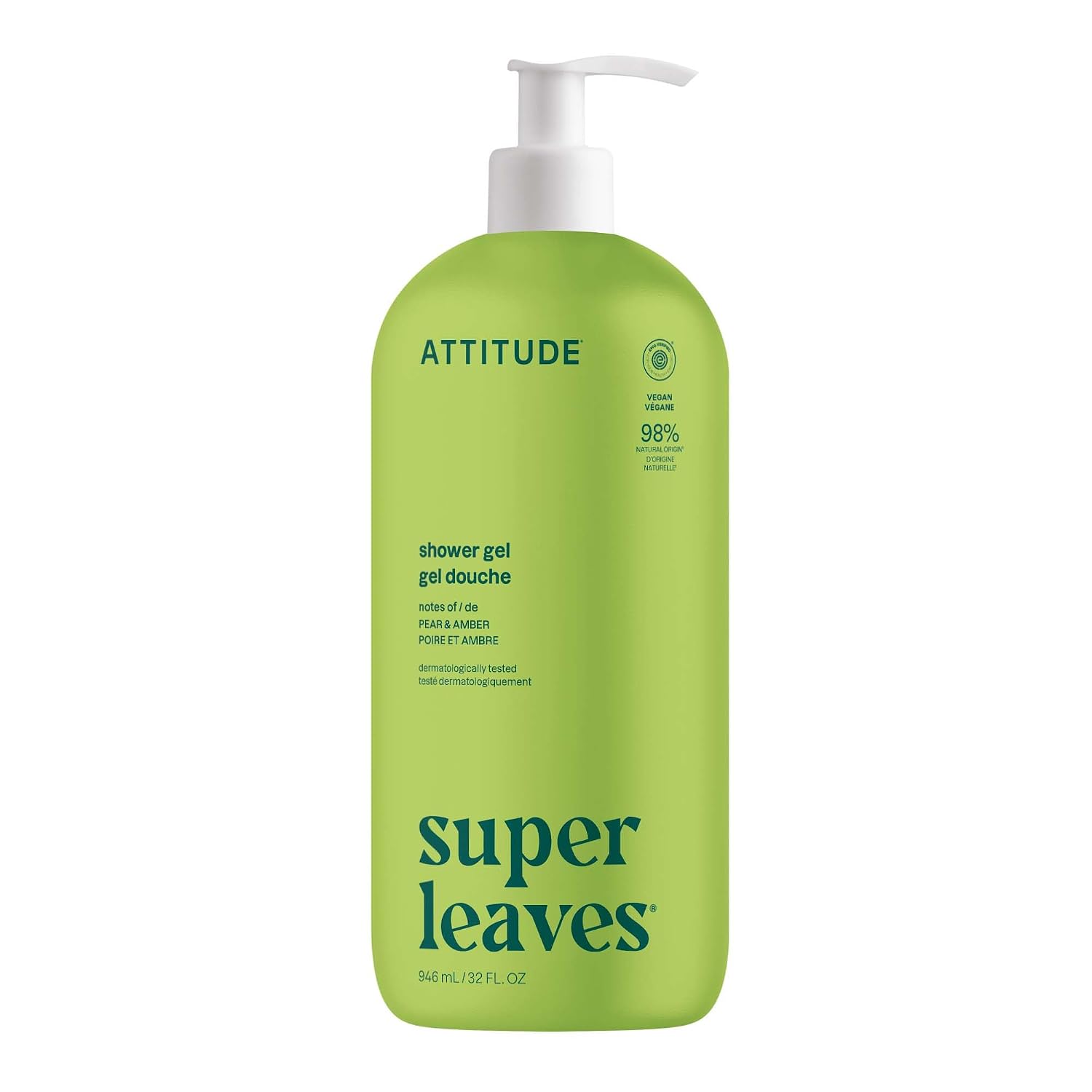 ATTITUDE Body Wash, EWG Verified Shower Gel, Dermatologically Tested, Plant and Mineral-Based, Vegan Personal Care Products, Earl Grey & Fresh Cucumber, 16 Fl Oz