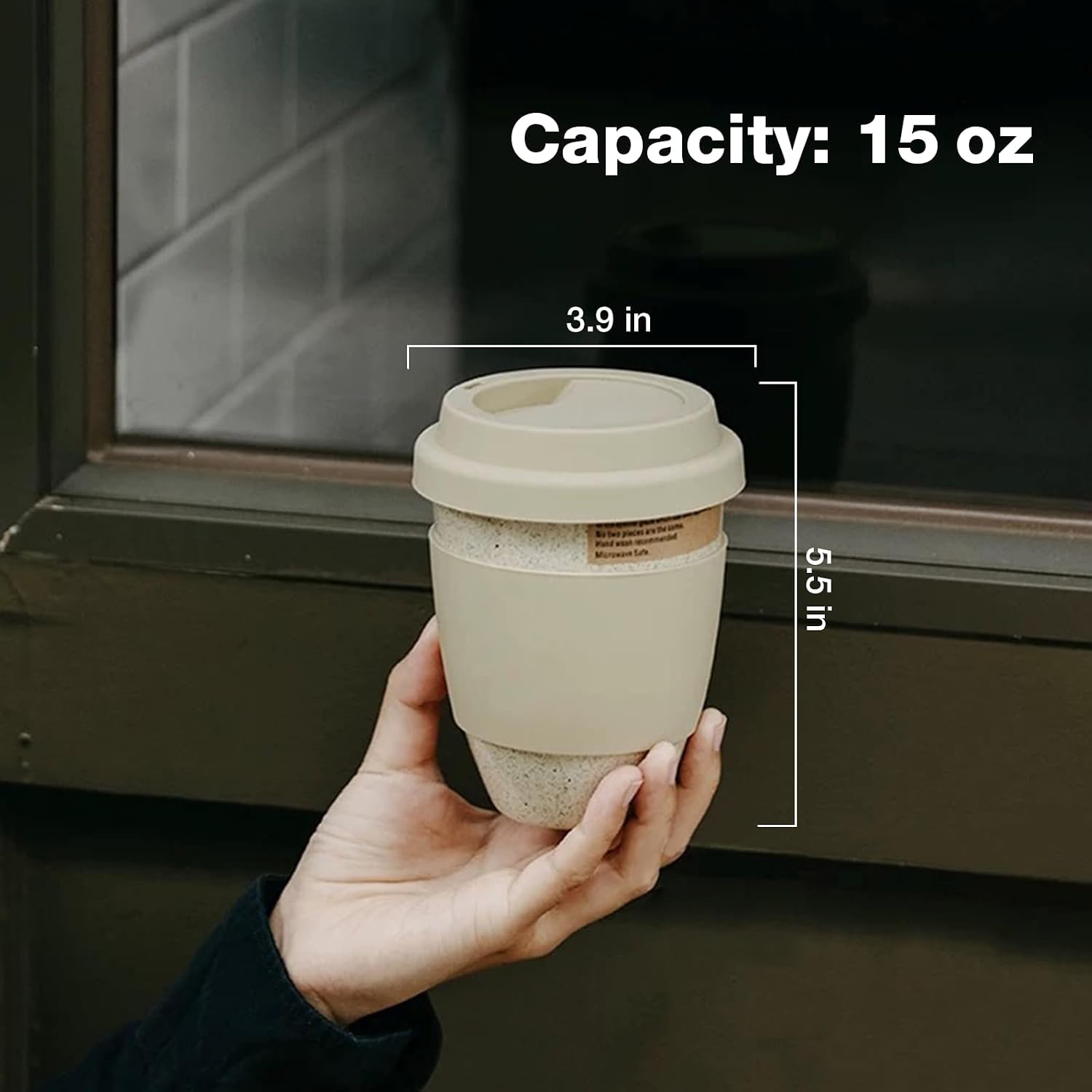 Gencywe Ceramic Travel Mugs with Silicone Lids, 15 oz Portable Coffee Mug Travel Unique To Go Mug, Reusable Coffee Cups with Non-Slip Sleeve