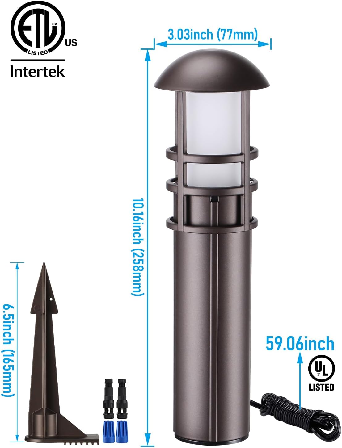 LEONLITE 8-Pack Low Voltage Landscape Pathway Lights, 3W, CRI90, 3000K