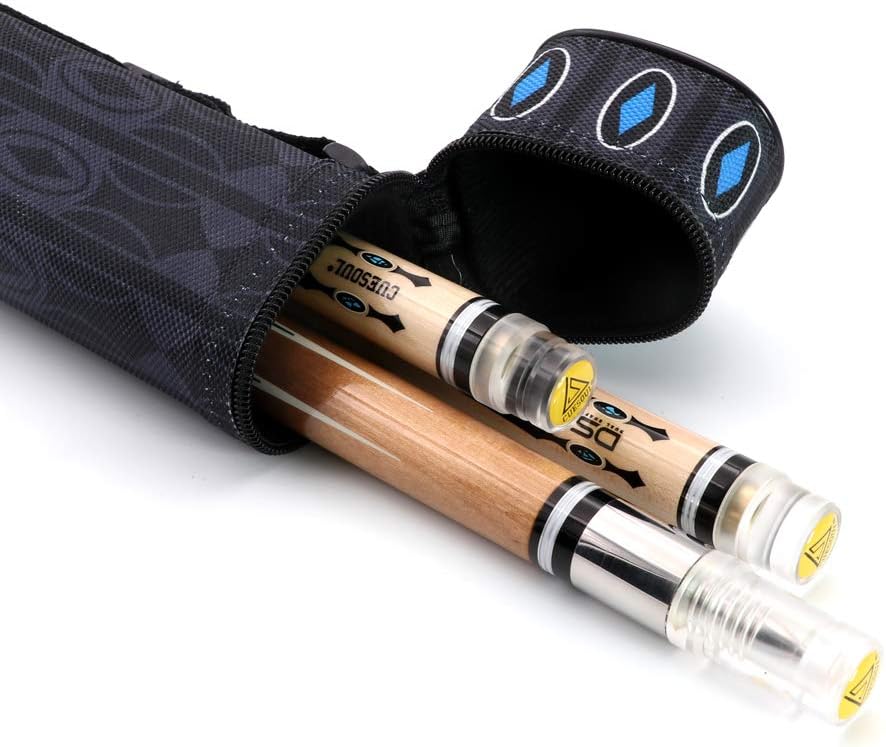 CUESOUL 58" 19oz DS Maple Pool Cue Stick Set with 2 Shaft,13mm Tip with Hard Cue Case 1x1