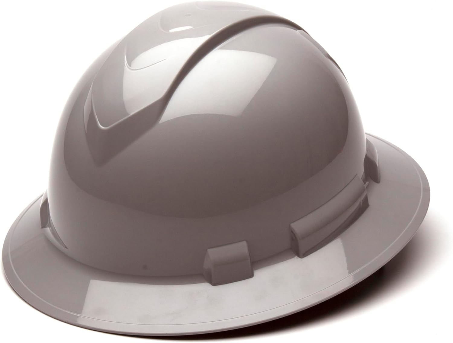 Pyramex Ridgeline Full Brim Hard Hat 4 Point Ratchet White | Full-brim sun & rain protection, HDPE shell, Ratchet suspension, Construction & utility, ANSI Z89.1 Type I Class C/G/E