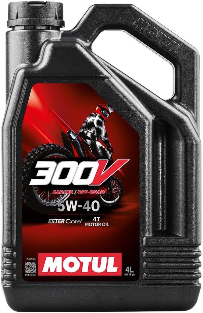 Motul 300V Factory Line Off-Road 5W-40 4T Full Synthetic Racing Motorcycle Oil | ESTER Core Engine Lubricant, JASO MA2 Wet Clutch Compatible, 4-Stroke Dirt Bike ATV UTV Gearbox Protection 4L
