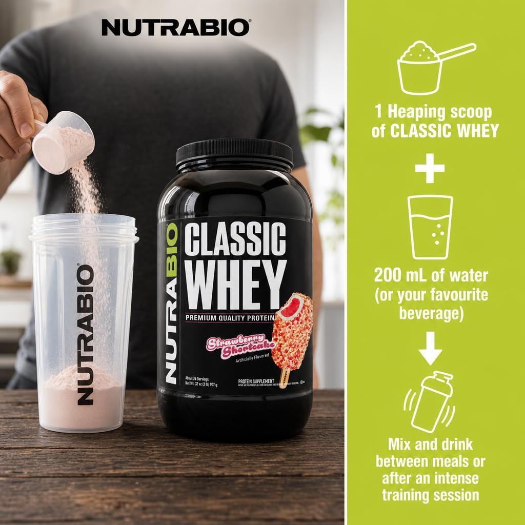 NutraBio Classic Whey Protein Powder- 25G of Protein Per Scoop - No Fillers, Artificial Colors, Preservatives - Chocolate Milkshake, 2 Pounds