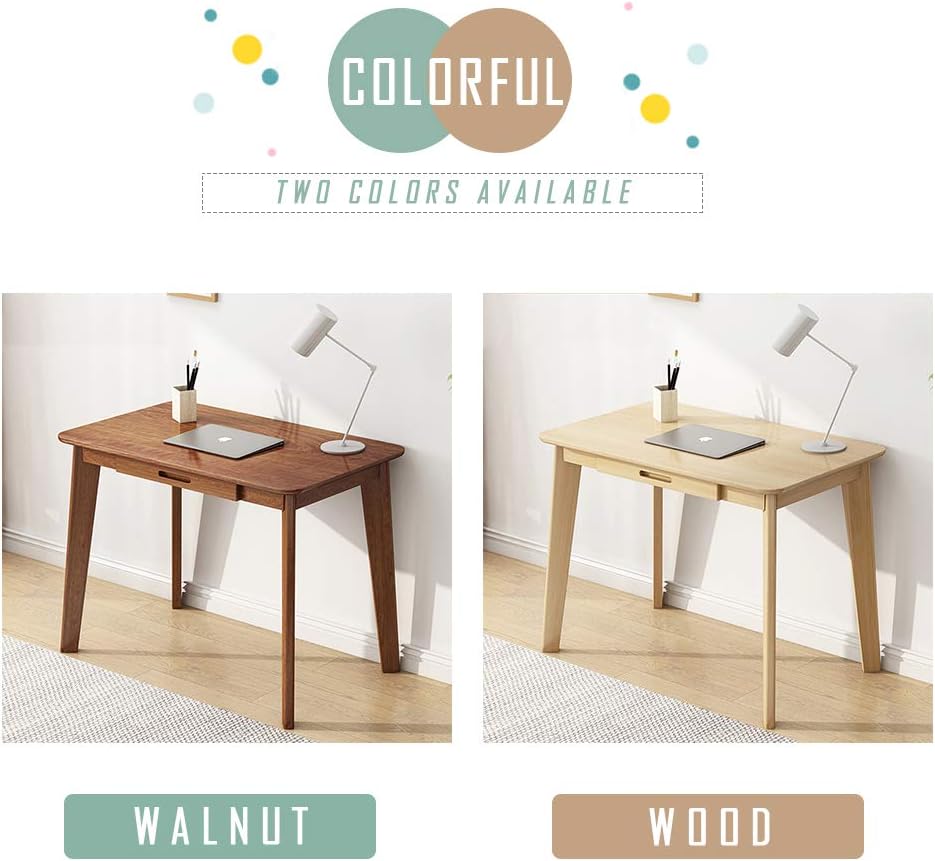 IOTXY Solid Wood Writing Desk - Home Office Laptop Computer Table, Walnut