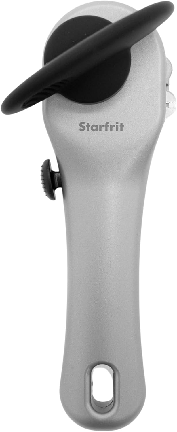 Starfrit Securimax Auto Can Opener, Patented Safe Edge Technology with Lid Lifter, Leaves No Sharp Edges on Lid & Can, Ambidextrous Use