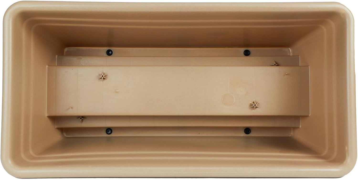 The HC Companies 24 Inch Deck Rail Box Planter Lightweight Outdoor Plastic Plant Pot for Herbs and Flowers, White