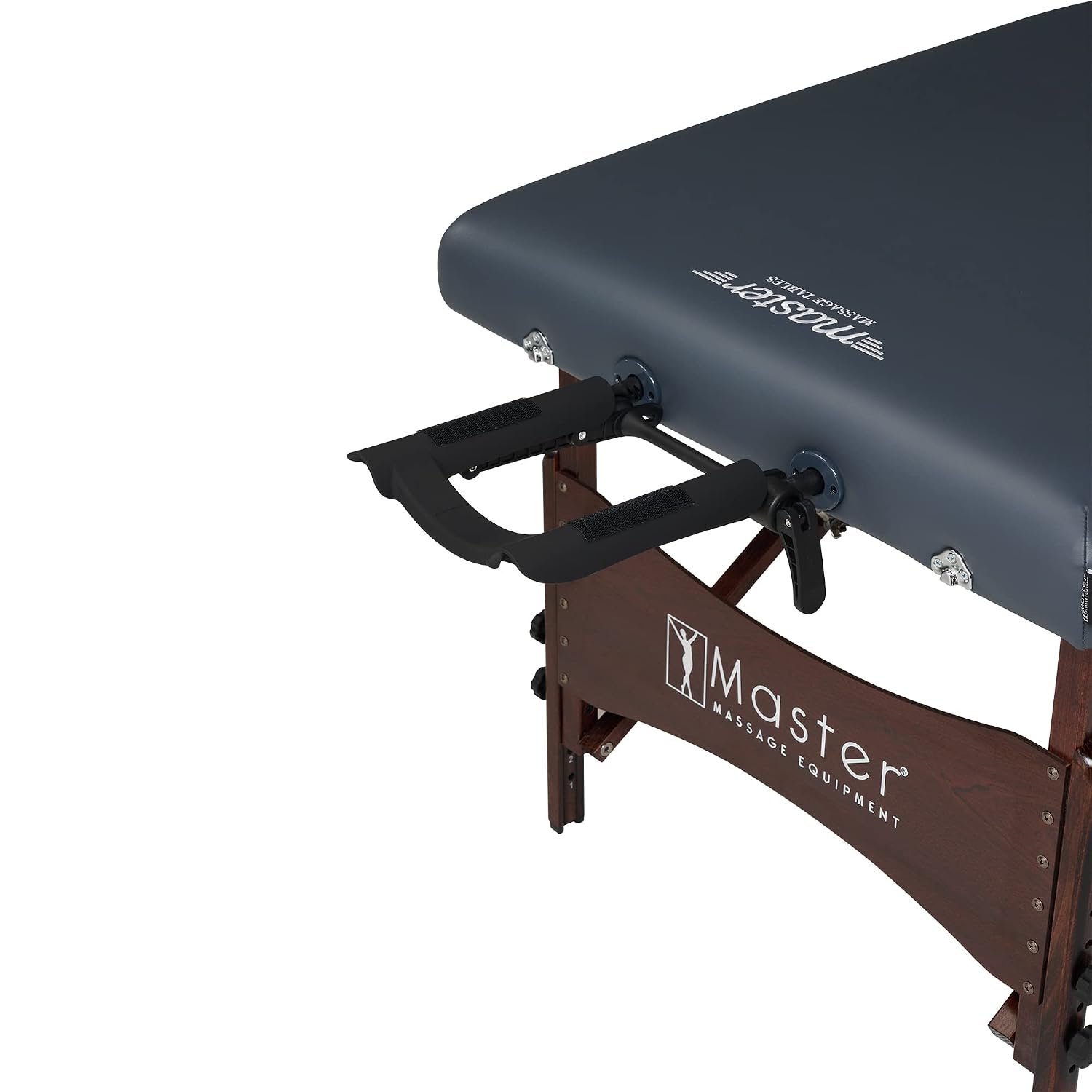 Master Massage Newport Portable Massage Table Package with Denser 2.5" Cushion, Walnut Stained Hardwood, Steel Support Cables, Pillows & Accessories, Black, 30"