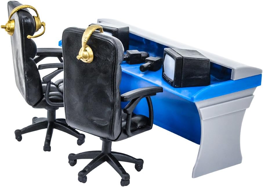 Ultimate Blue & Gray Commentator Table Playset for Wrestling Action Figures | Create a Complete Ringside Broadcast Area with a Blue and Gray Table