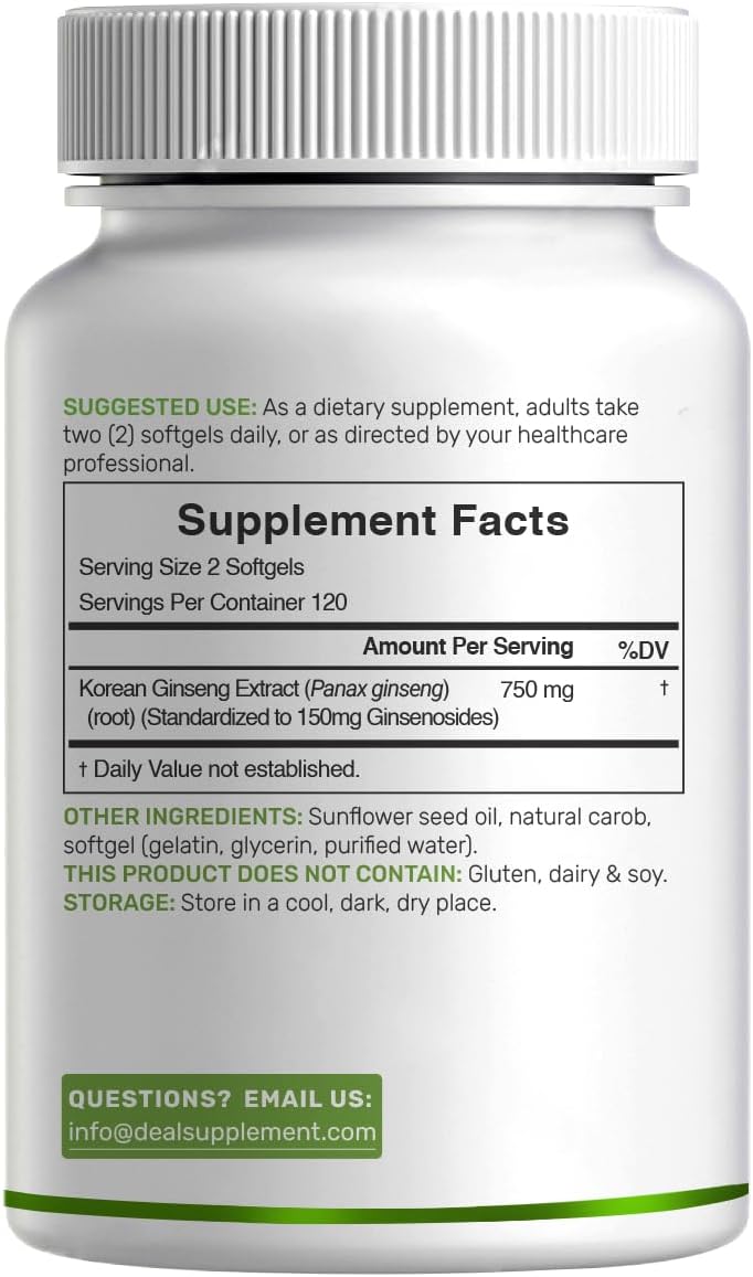 DEAL SUPPLEMENT Korean Red Panax Ginseng Root Extract, 240 Softgels