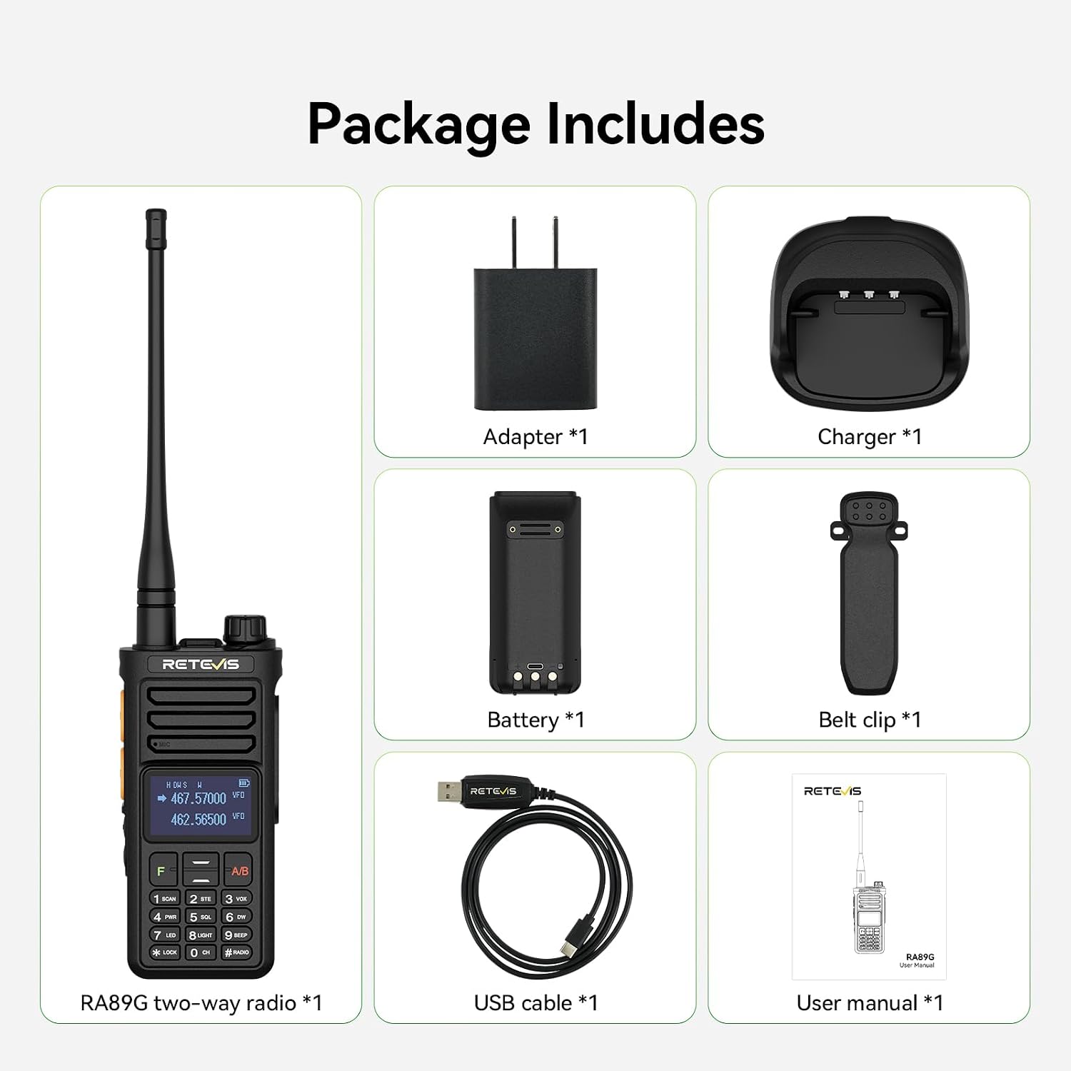 Retevis RA89R Ham Radio with Cross-Band Repeater, Long Range Radio | for Emergency, Survival, with APP Setting, Dual Band, High Power, IP54, Handheld, Long Range, 2800mAh USB-C Rechargeable