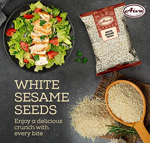 AIVA - SESAME SEEDS HULLED | Natural, Raw, Hulled |Perfect for Noodle Dishes, Sushi, Stir-Fries and Coating - (5 LB)