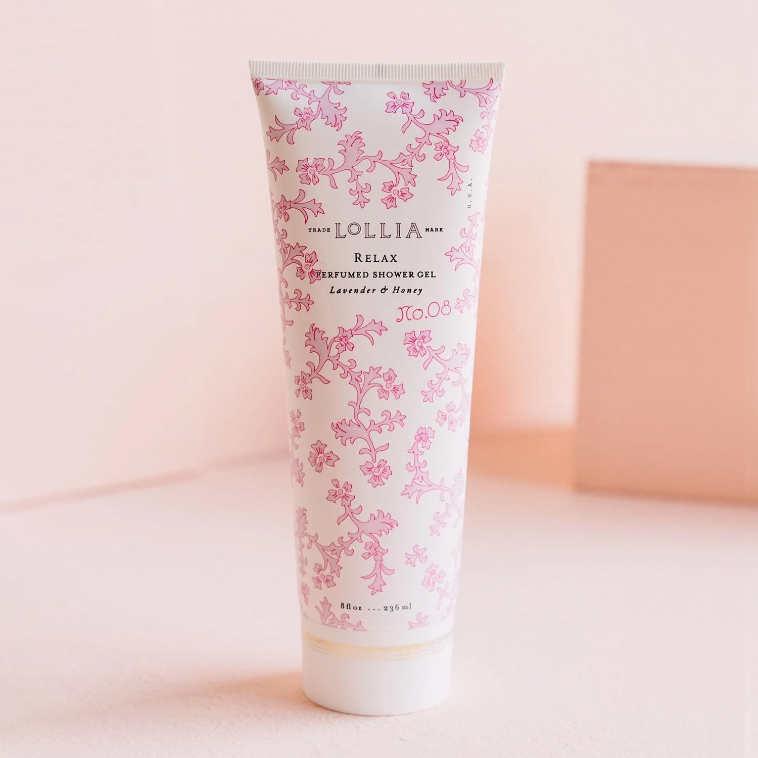 LOLLIA Wish Shower Gel, 8 fl oz, Vanilla Bean, Rice Flower, Jasmine Leaves, & Sugar Cane, Luxury Shea Moisture Hydrating Women's Body Wash, Delicate & Relaxing Scented Bath Soap for Self Care