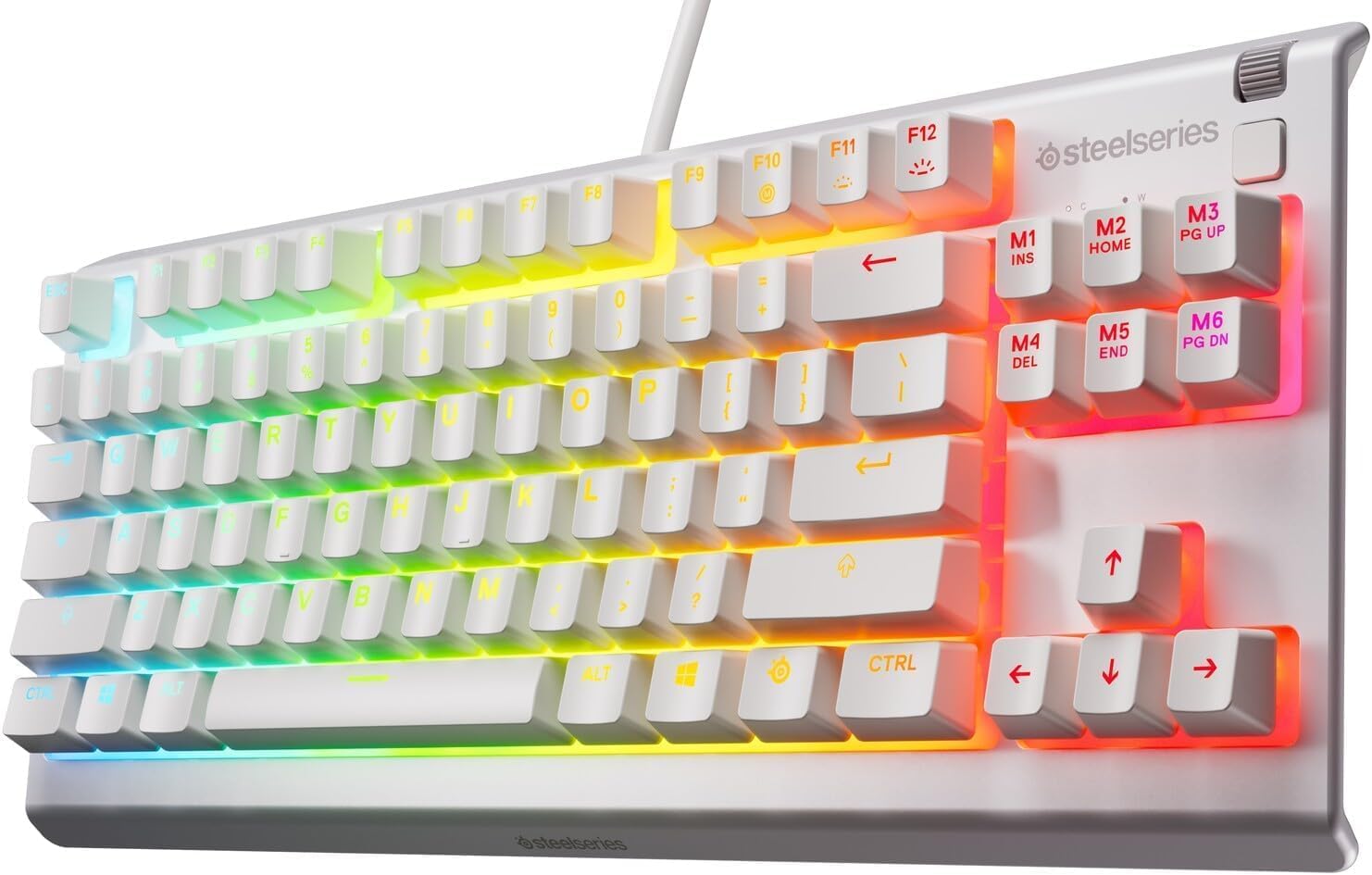 SteelSeries Apex 3 TKL White RGB Gaming Keyboard - Compact Tenkeyless Form Factor - 8-Zone RGB Lighting - Water and Dust Resistance - Whisper Quiet