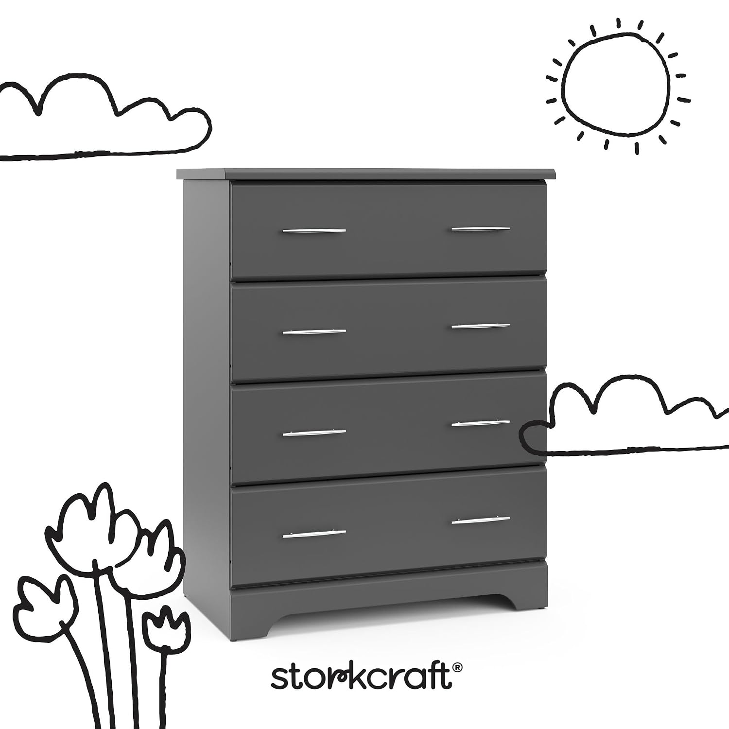 Storkcraft Brookside 2 Drawer Changing Table Dresser, Pebble Gray