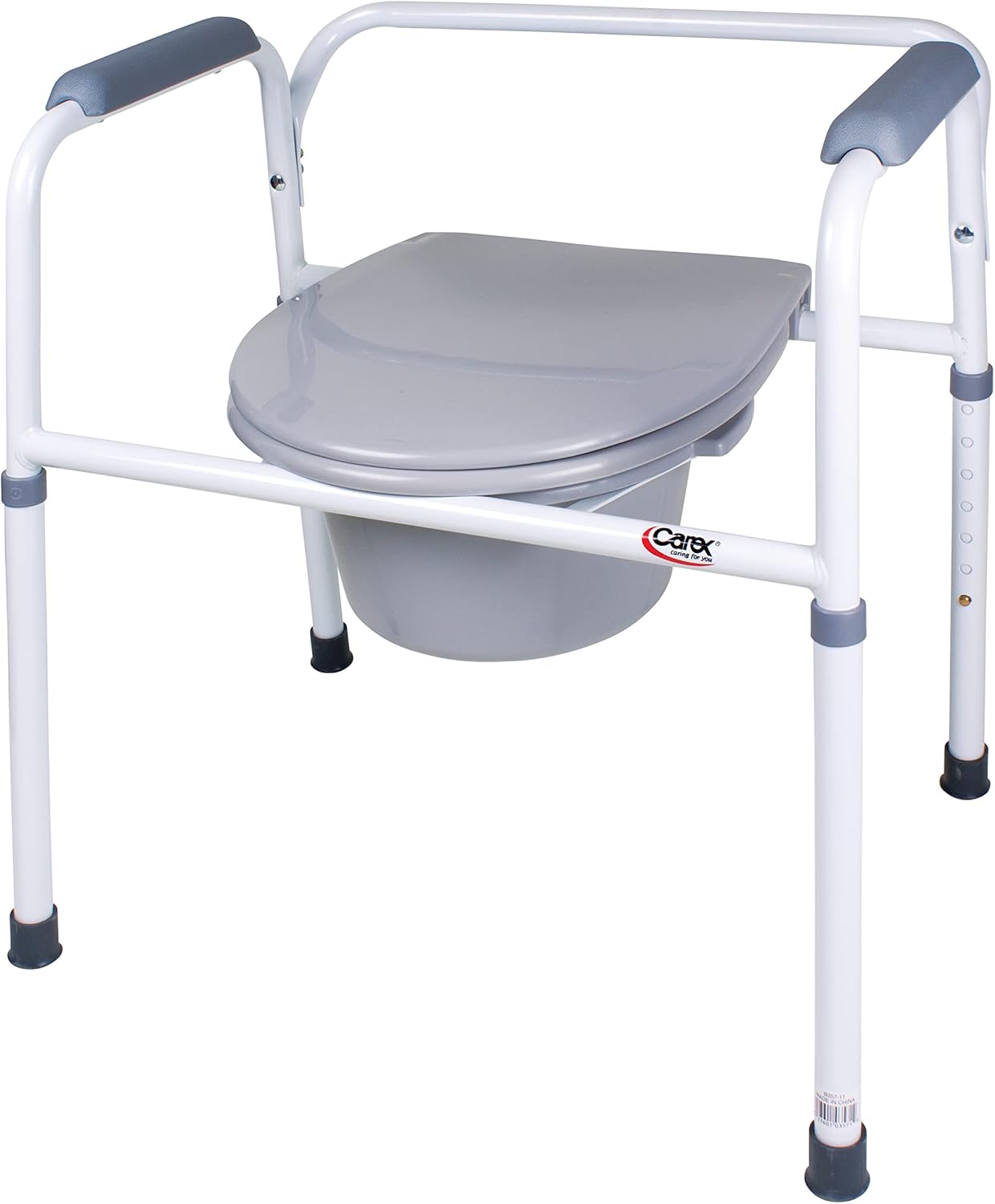 Carex Steel Commode Chair - Portable Bathroom Toilet for Elderly, Handicap, and Beside Toilet Users - 3 in 1 Commode Chair - 250 lbs Capacity
