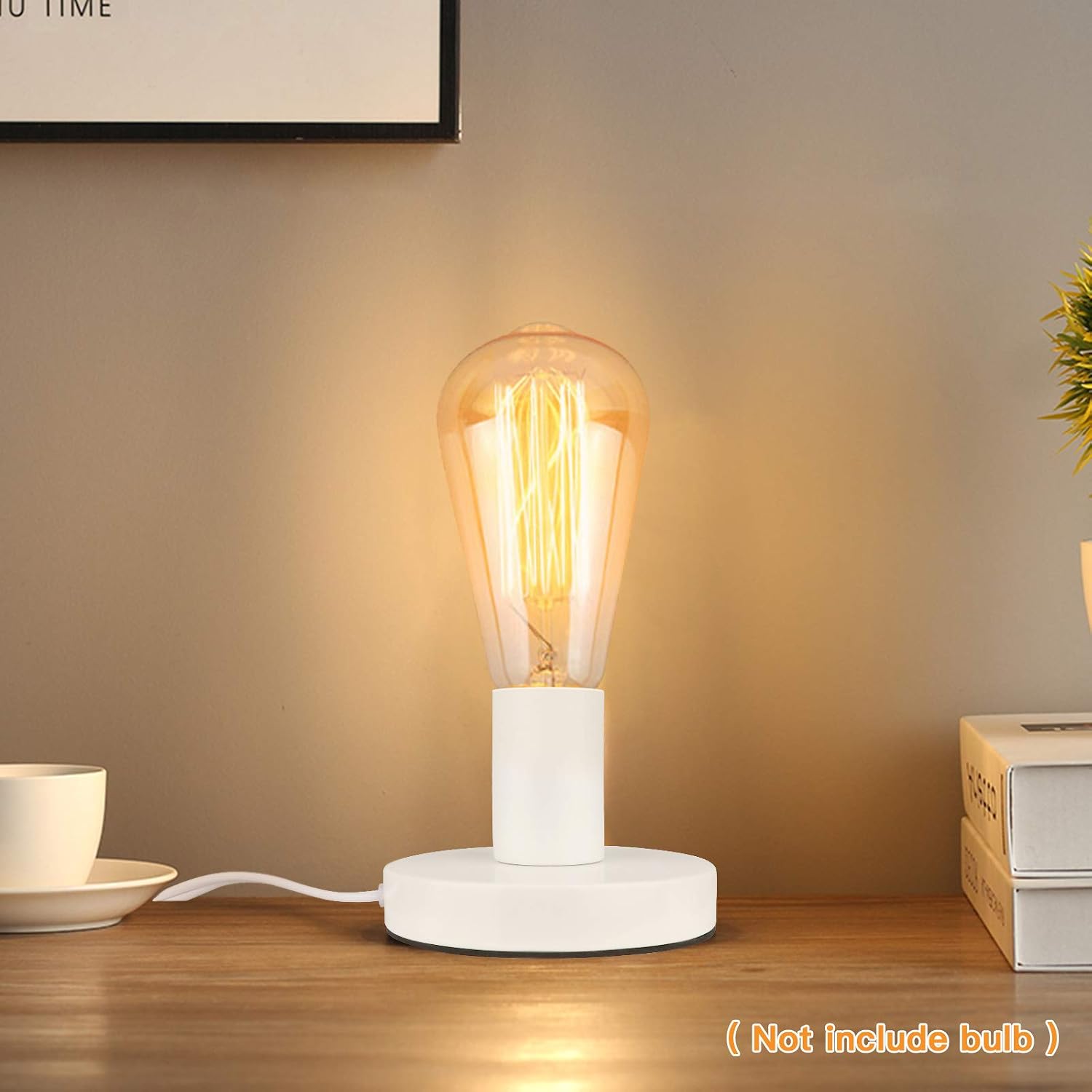 Helunsi Industrial Table Lamp Base, Black E26 E27 Lamp Base Without Shade