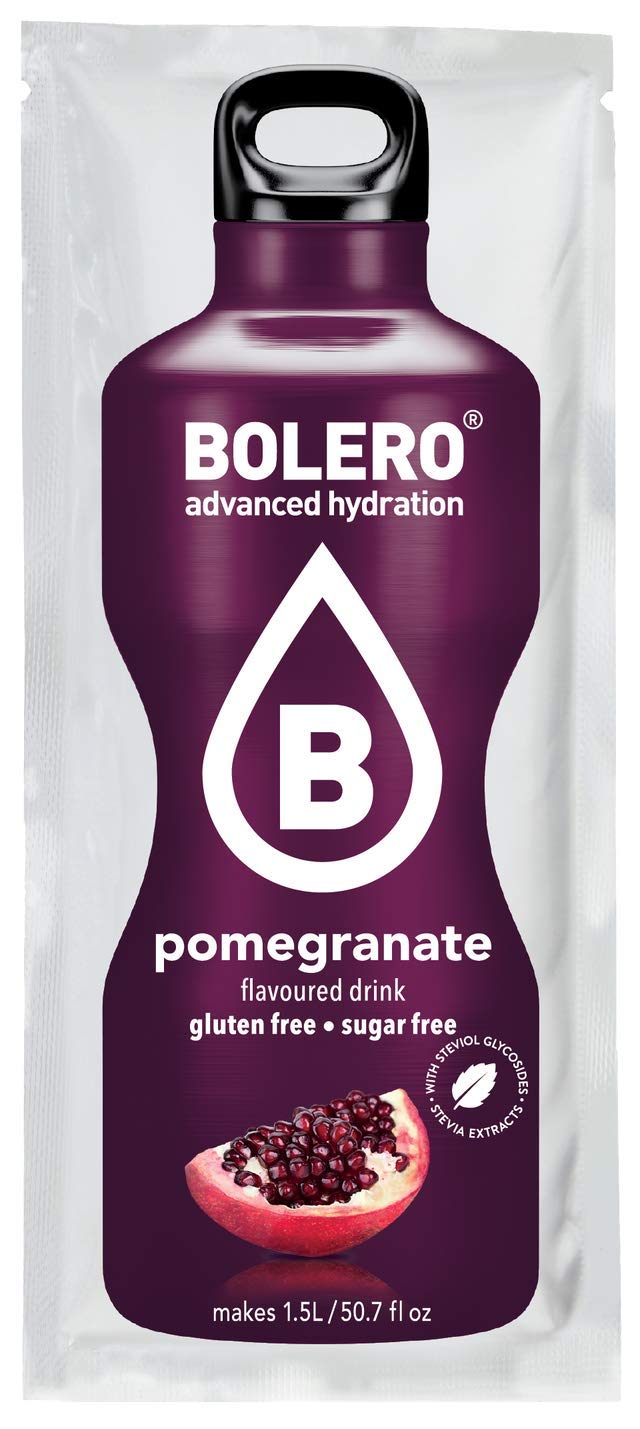 Bolero- Sugar Free Drink Mix Packets Pomegranate Fruit Flavors | Powdered Flavored Water Packets | 12 Large Sachet On The Go Packets