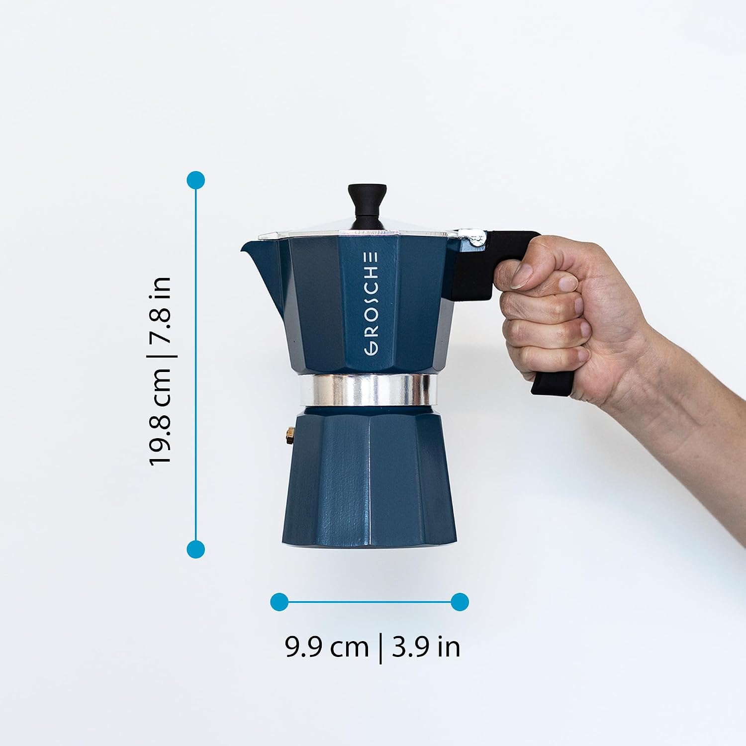 GROSCHE Milano Moka Pot | 9 Espresso Cup - 15.2 oz | Stovetop Espresso Percolator & Coffee Maker – Portable, Ideal for Home and Camping | Cuban Coffee Maker And Italian Moka Pot For Stovetop Espresso; For Gas, Electric, And Propane Stoves With A Soft-Tou…