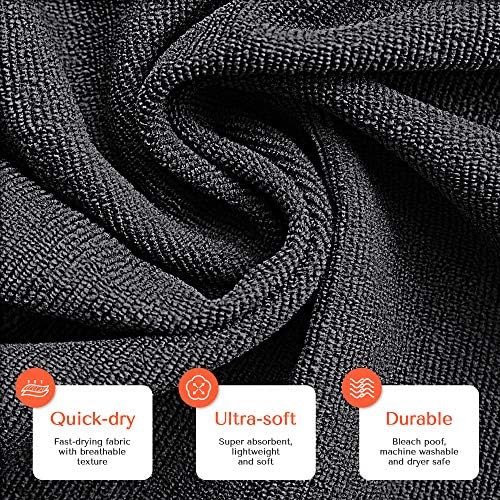 TASALON Microfiber Salon Hair Towels 10 Pack, 29" x 16" Ultra-Soft - Black