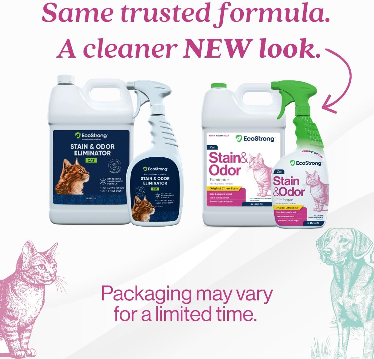 Eco Strong Cat Stain And Odor Remover| Enzyme Urine Odor Neutralizer - Stain Remover for Carpet, Litter Boxes, Bedding