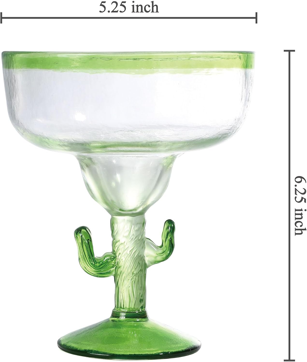 Supreme Housewares Cactus Margarita Glasses, Durable BPA-Free Acrylic Drinkware, Shatter-Proof and Reusable, Green, 18 oz, Set of 2