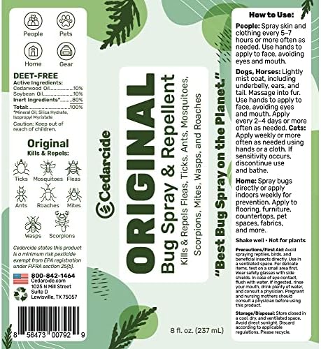 Cedarcide Original Bug Spray | Repel & Kill Fleas, Ticks, Mosquitoes, Mites, Ants & Chiggers | for use on People