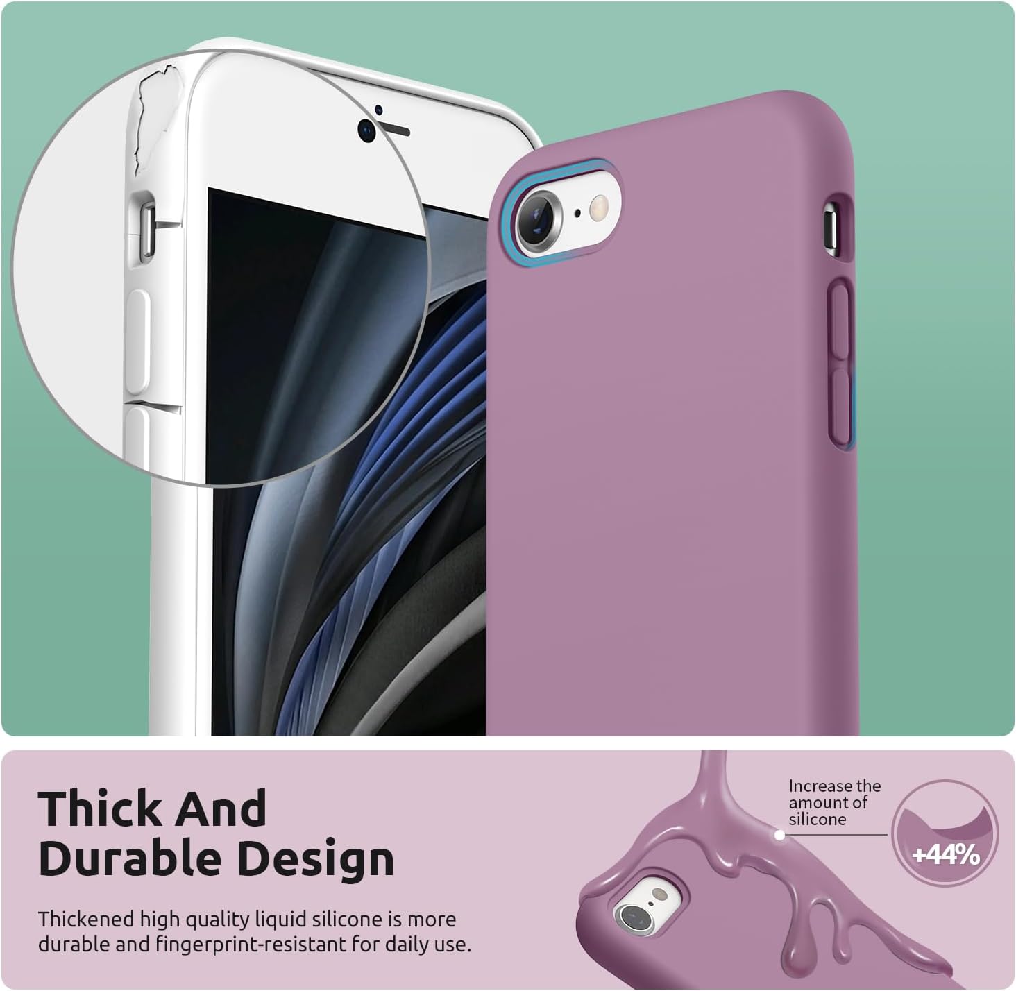 SURPHY Designed for iPhone SE Case, iPhone 8 Case, iPhone 7 Case, Liquid Silicone Phone Case for iPhone se 3rd 2nd SE 2022 SE 2020, Blue