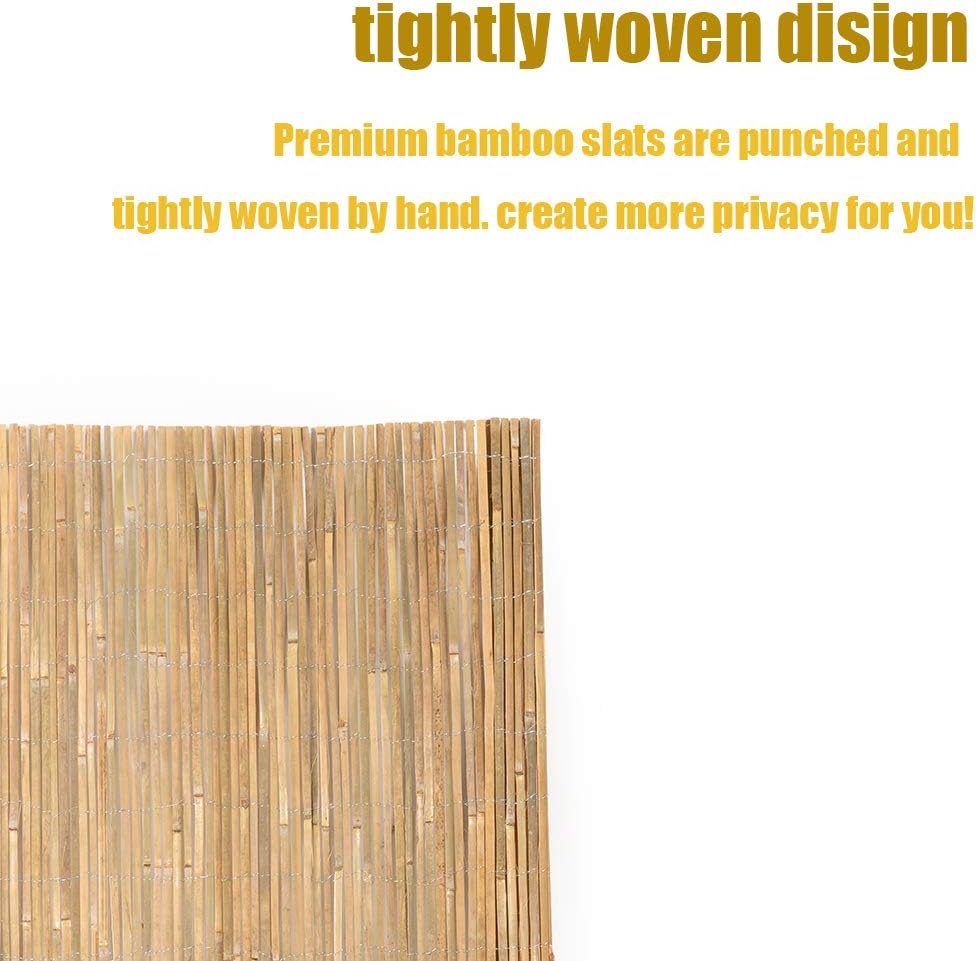 Mininfa Natural Bamboo Slat Screening, Eco-Friendly Privacy Slat Fence
