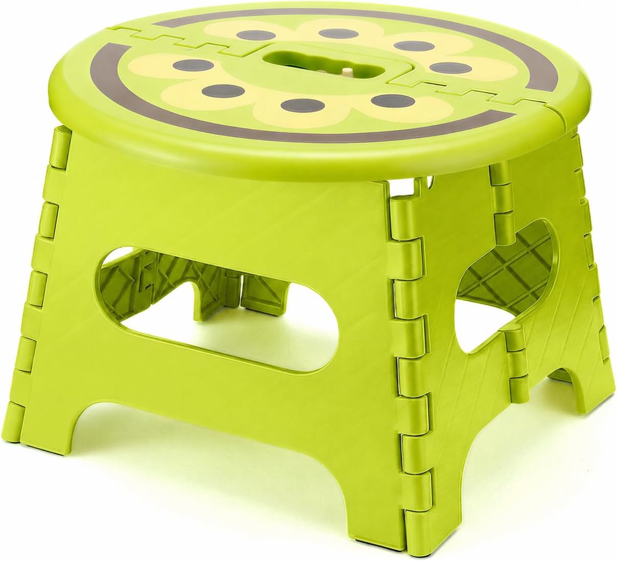 11 Inch Folding Step Stool for Kids, Non-Slip Foldable Stools, Black | Heavy Duty Collapsible Foot Stool, Lightweight with Built-in Handle, Holds 300 lb for Adults Kitchen Bathroom Bedroom Outdoor