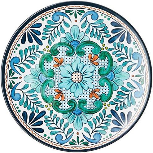 Talavera Melamine 12-Piece Dinnerware Set – Multicolored Plates and Bowls for 4, Spanish Tile-Inspired, Durable, Lightweight, Shatterproof