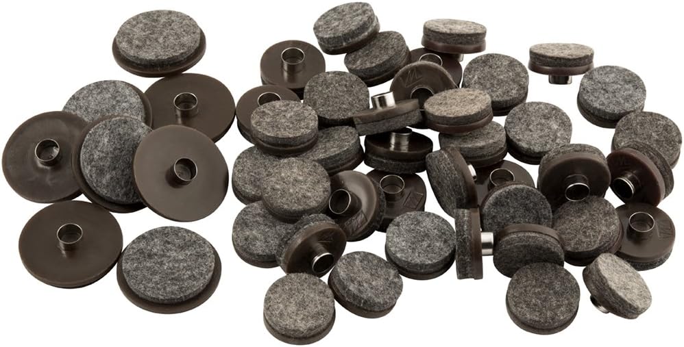 SoftTouch 1" Round Nail-On Felt Furniture Sliders, Protective Heavy-Duty Felt Pads for Wood Furniture and Hard Surfaces, 48-Count, Brown