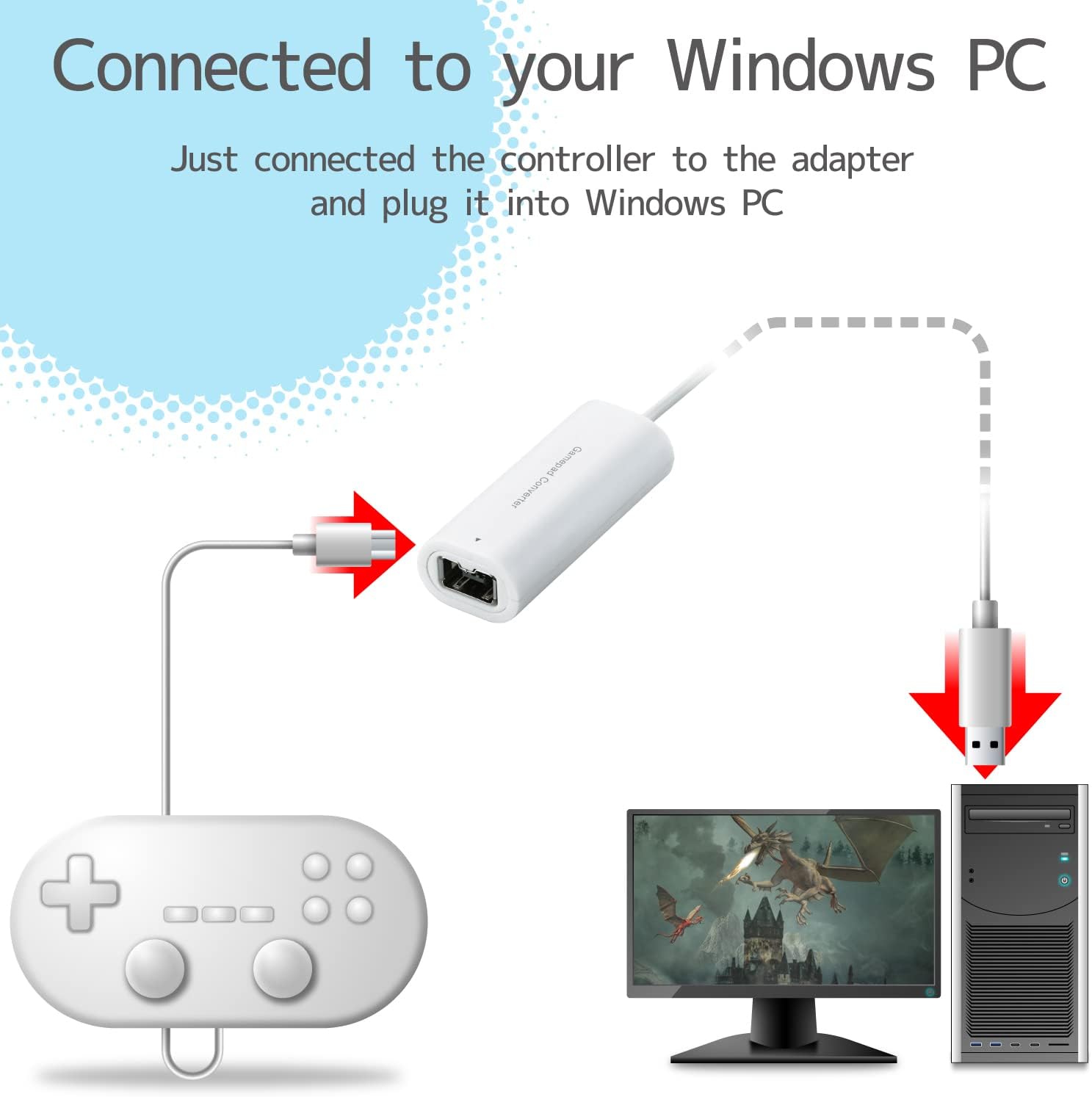 ELECOM Gamepad Converter for Wii Controllers, Support Wii Game Classic Controller and Classic Controller Pro