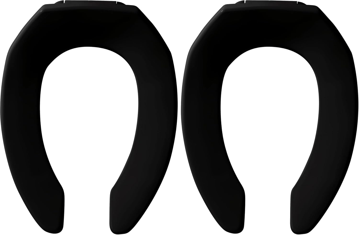 CHURCH 295CT Commercial Open Front Plastic Toilet Seat, Heavy Duty Industrial Seat without Lid, Secure Installation for Long Lasting Use, Made in USA, Elongated, Black