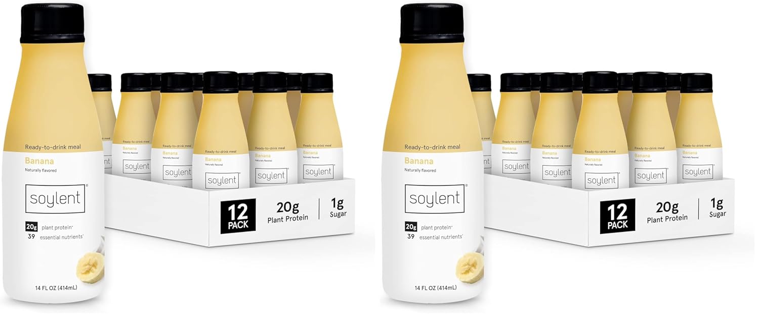 Soylent Creamy Chocolate Meal Replacement Shake, Ready-to-Drink Plant Based Protein Drink, Contains 20g Complete Vegan Protein and 1g Sugar, 14oz