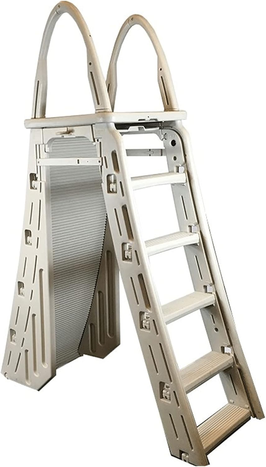 Plastics 7200 Adjustable A-Frame Safety Ladder Steps with Roll-Guard for Above Ground Pools & Hydrotools by Swimline 9" x 24" Ladder Mat