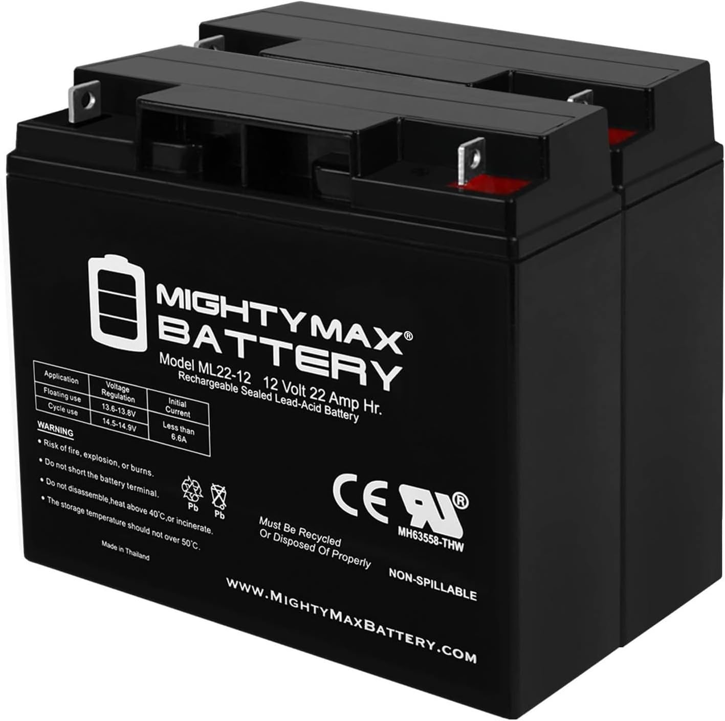 Mighty Max Battery ML22-12 - 12V 22AH UPS Battery Replaces Enduring 6FM22, 6-FM-22