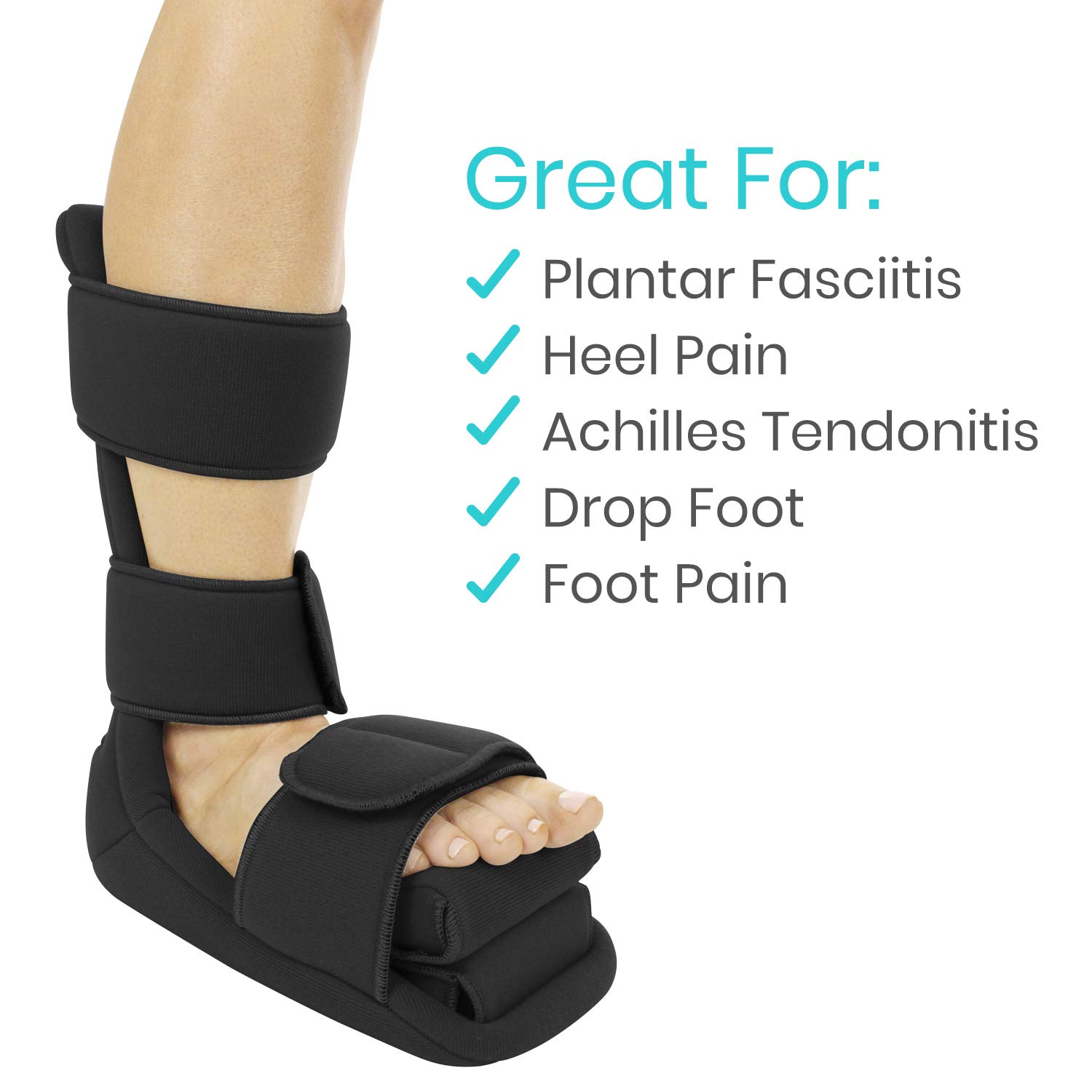 Vive Plantar Fasciitis Night Splint Plus Trigger Point Stretch Wedges | Soft Leg Brace Support, Orthopedic Sleeping Immobilizer Stretch Boot (Large: Men's: 8.5-11, Women's: 10-12)