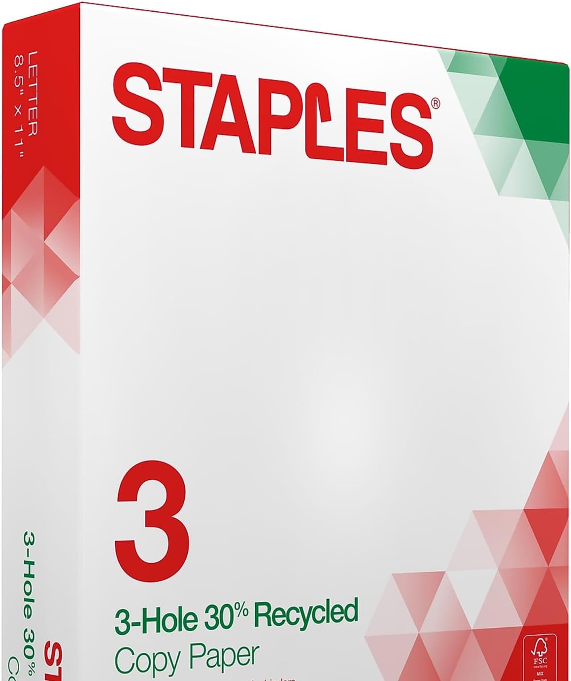 Staples 8.5" x 11" 3-Hole Punched Copy Paper, 20 lbs., 92 Brightness, 500/Ream