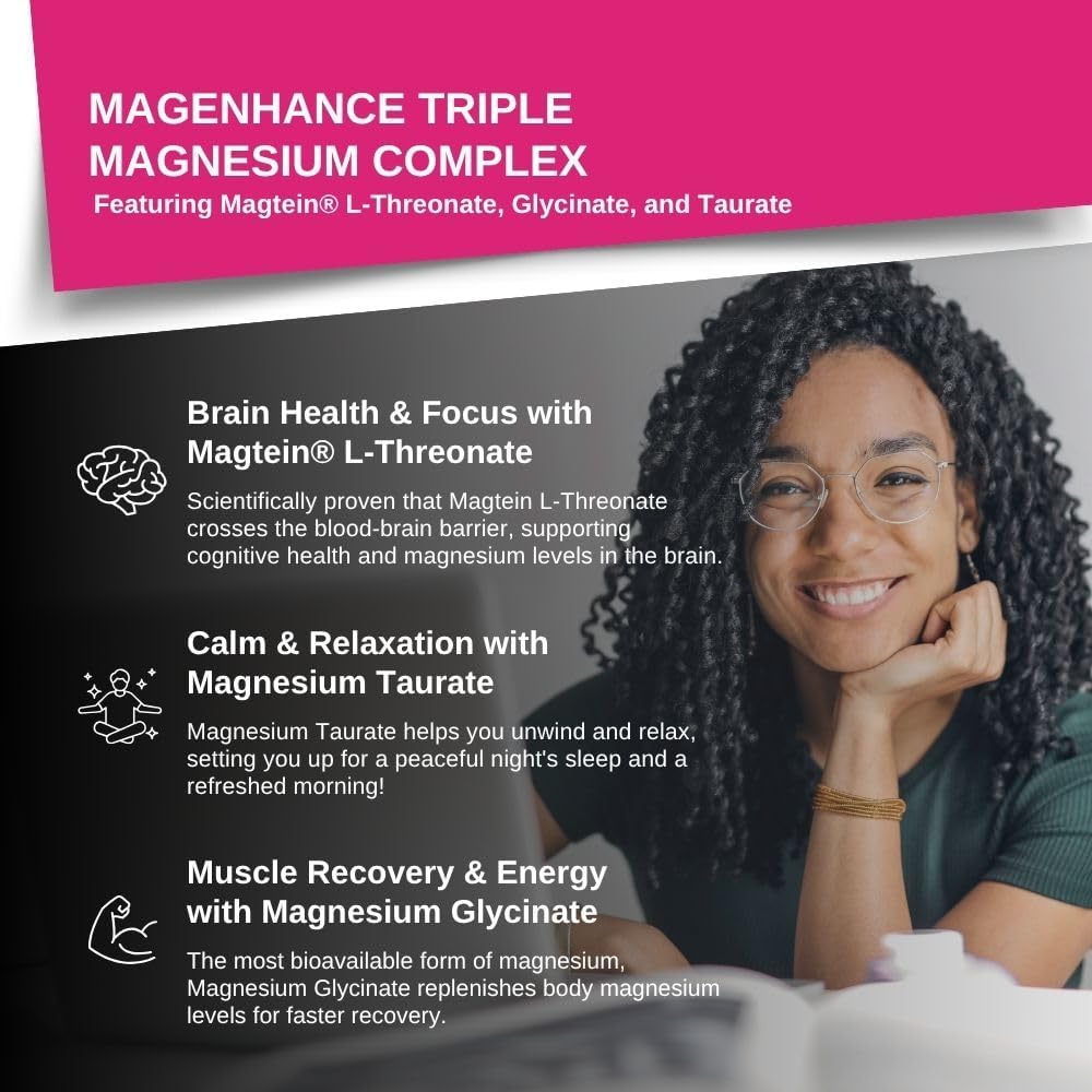 MagEnhance Magnesium Complex, Magtein® L-Threonate, Glycinate for Sleep | Magtein® L-Threonate, Glycinate & Taurate for Sleep, Brain Health