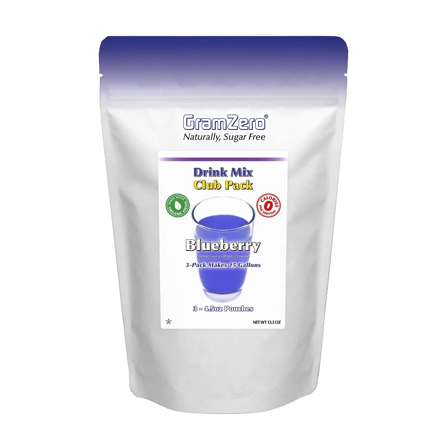GramZero Raspberry Blush, Sugar Free Drink Mix, Pitcher Pack, Great For Nutrition Club Loaded Tea, Zero Calorie, Stevia Sweetened