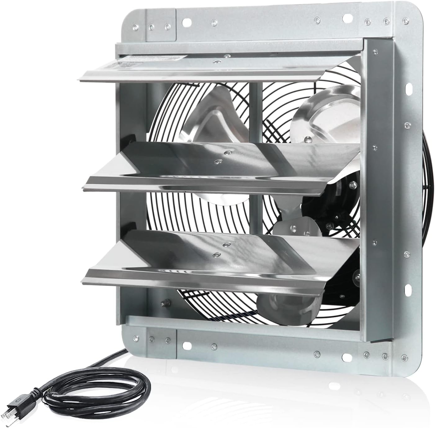 KEN BROWN 12 Inch Shutter Exhaust Fan Wall Mounted, Aluminum with 1.65 Meters Power Cord Kit, High Speed 1450CFM, Vent fan for Commercial, Greenhouse